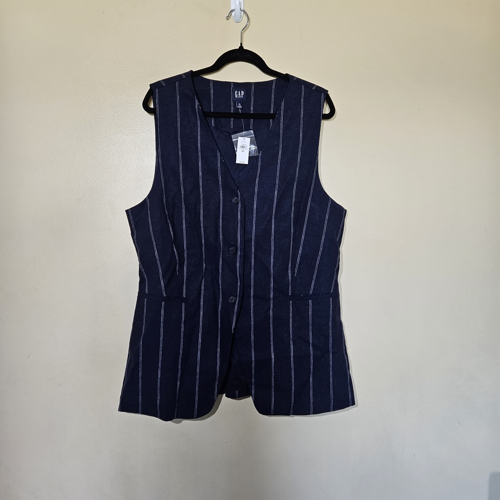 GAP Blue Pinstripe Linen Vest